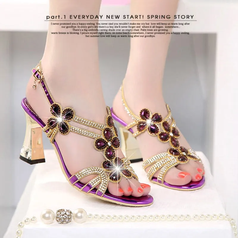 Glitter Rhinestone Glitter Women Open Toe Heels Party Shoes