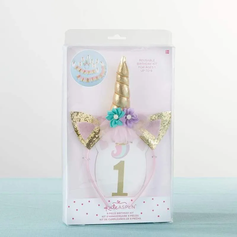 Gold Glitter Unicorn Happy Birthday Décor Kit