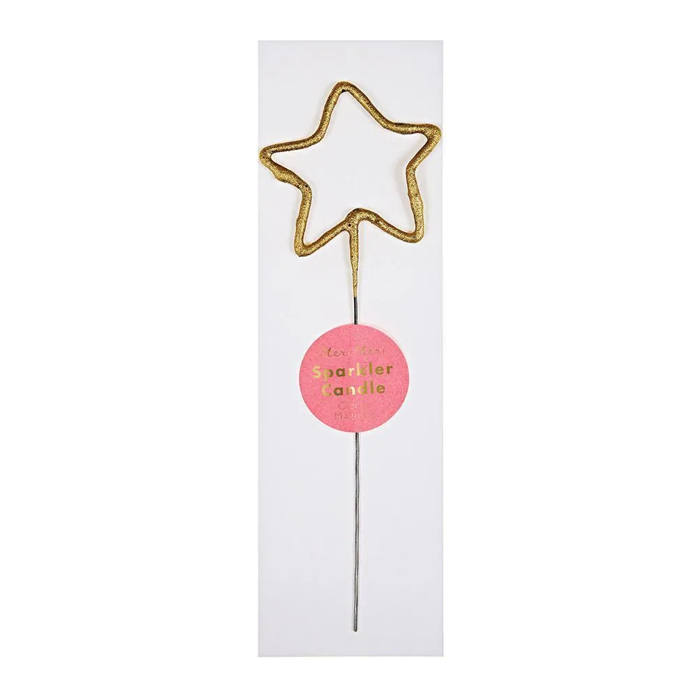 Gold Sparkler Star and Heart Candle