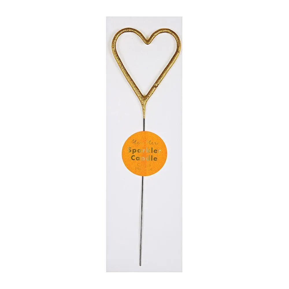 Gold Sparkler Star and Heart Candle