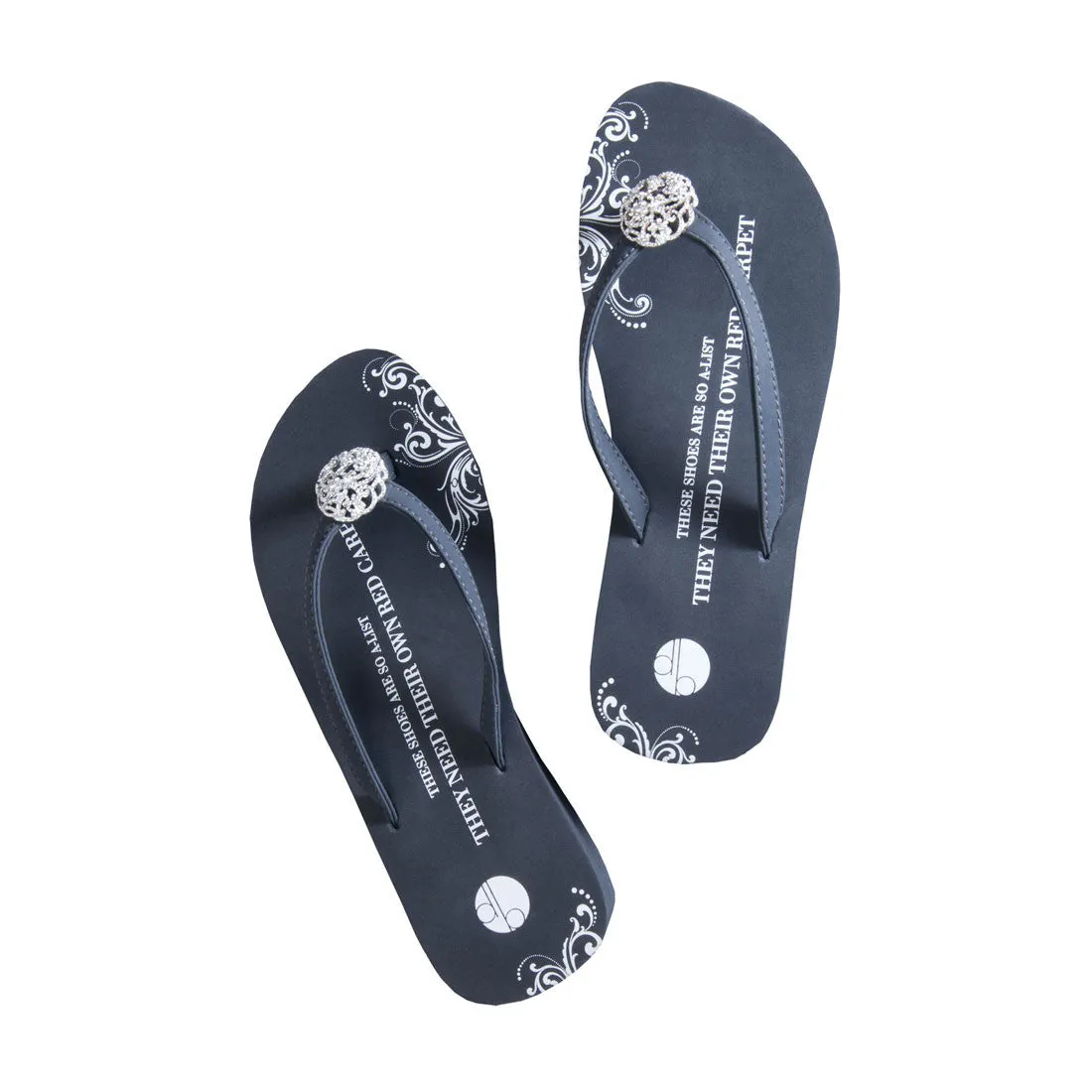 Gray Platform Flip Flops - Floral Brooch