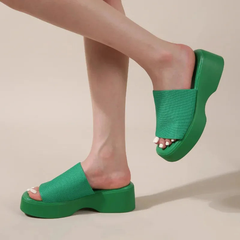 Green Flip Flop Style Sandal with Thick Sole