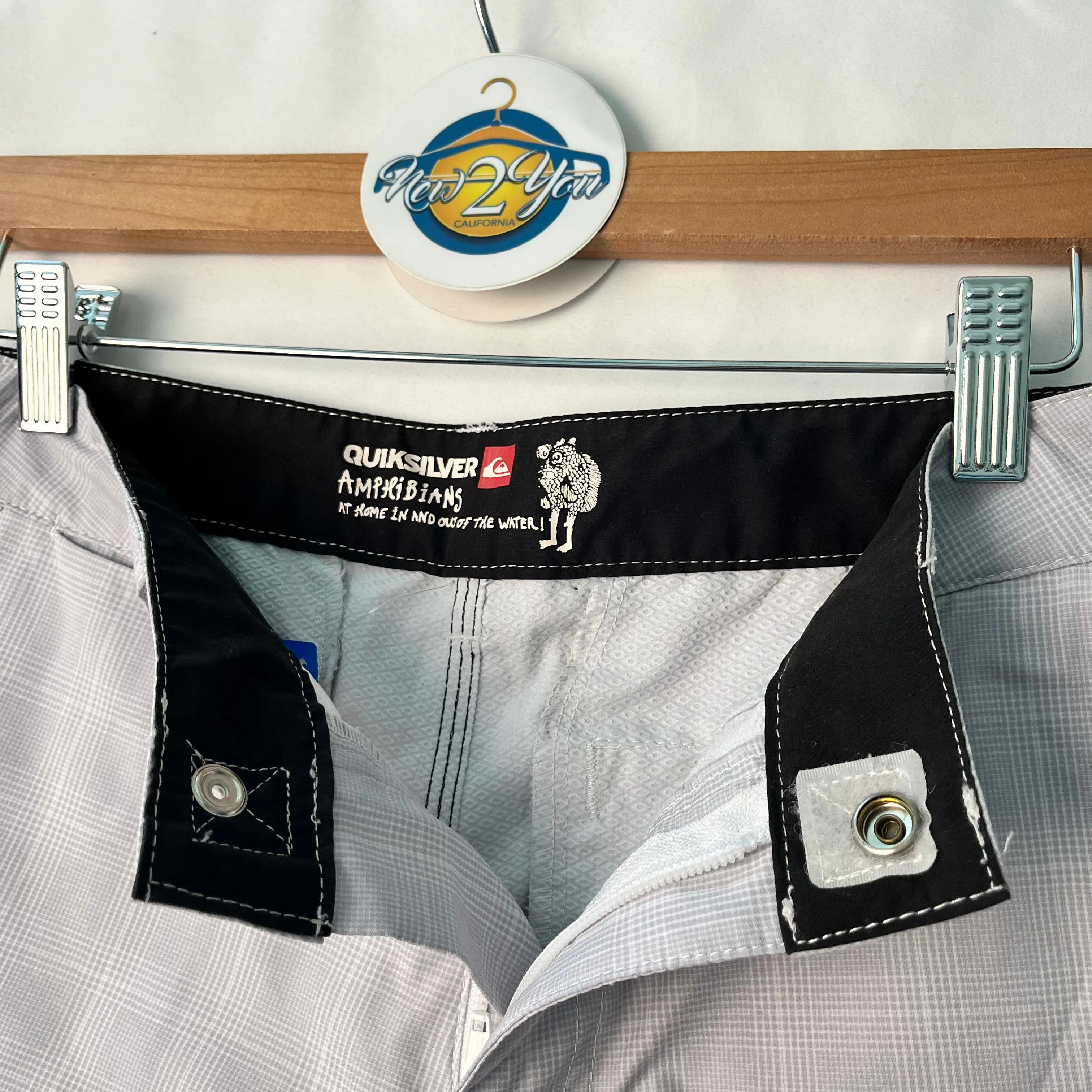 Grey & White Plaid Board Shorts (Quicksilver)