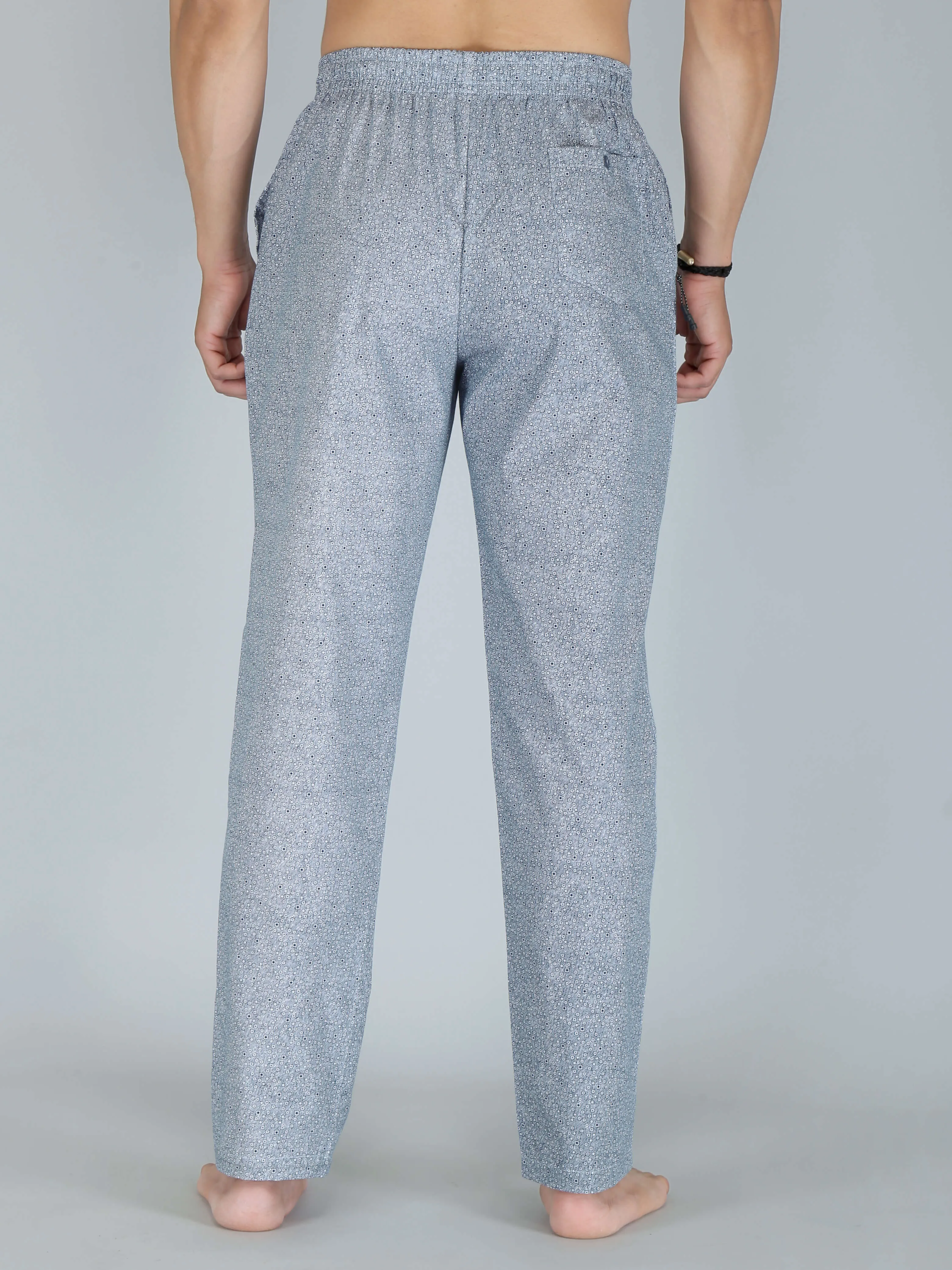 Grey Busy Dotted Printed Pure Cotton Pajamas For Men