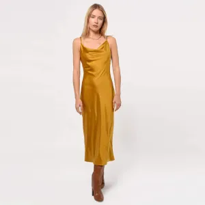 Greylin Linda Satin Cowl Neck Slip Maxi