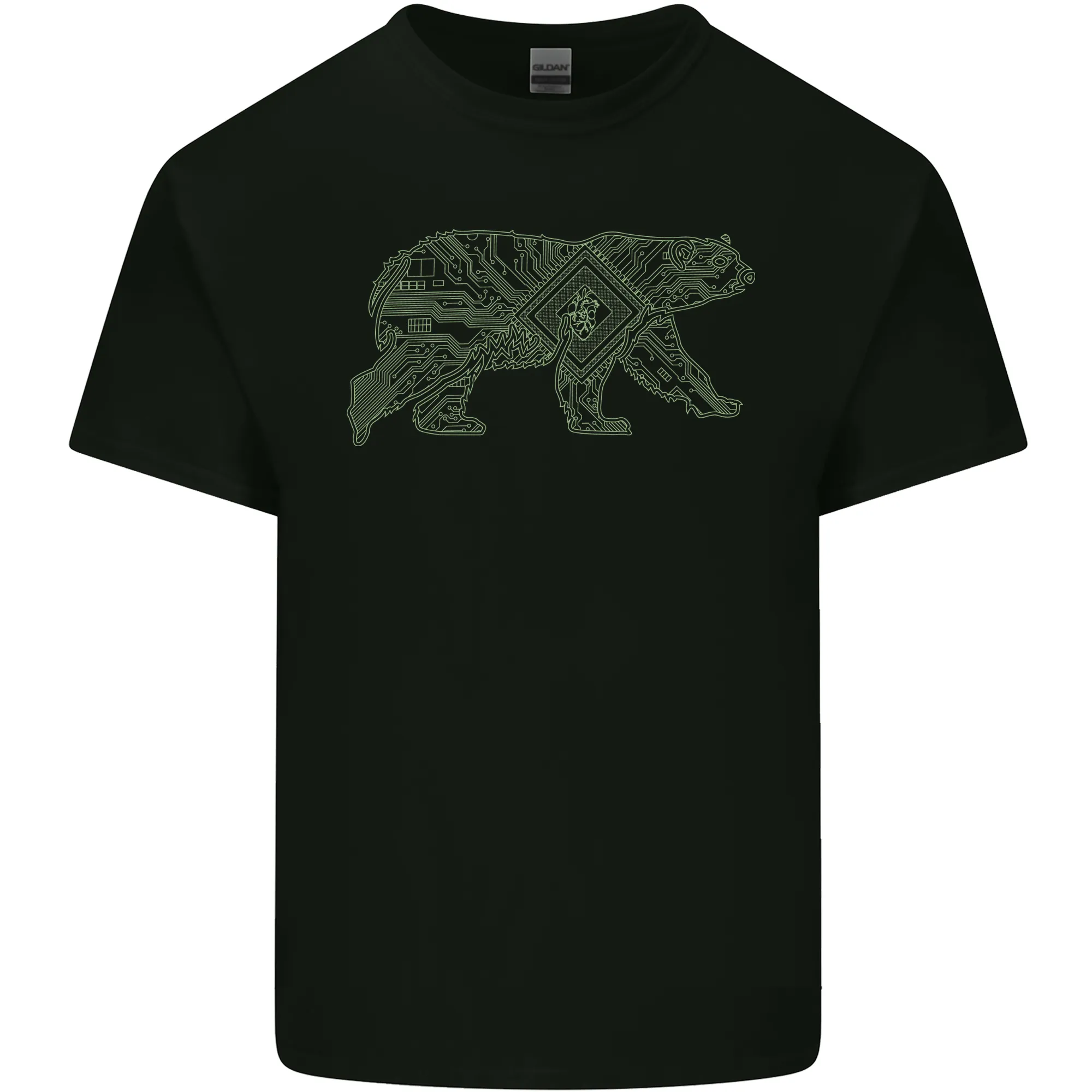 Grizzly Bear Circuit Board Mens Light Cotton T-Shirt