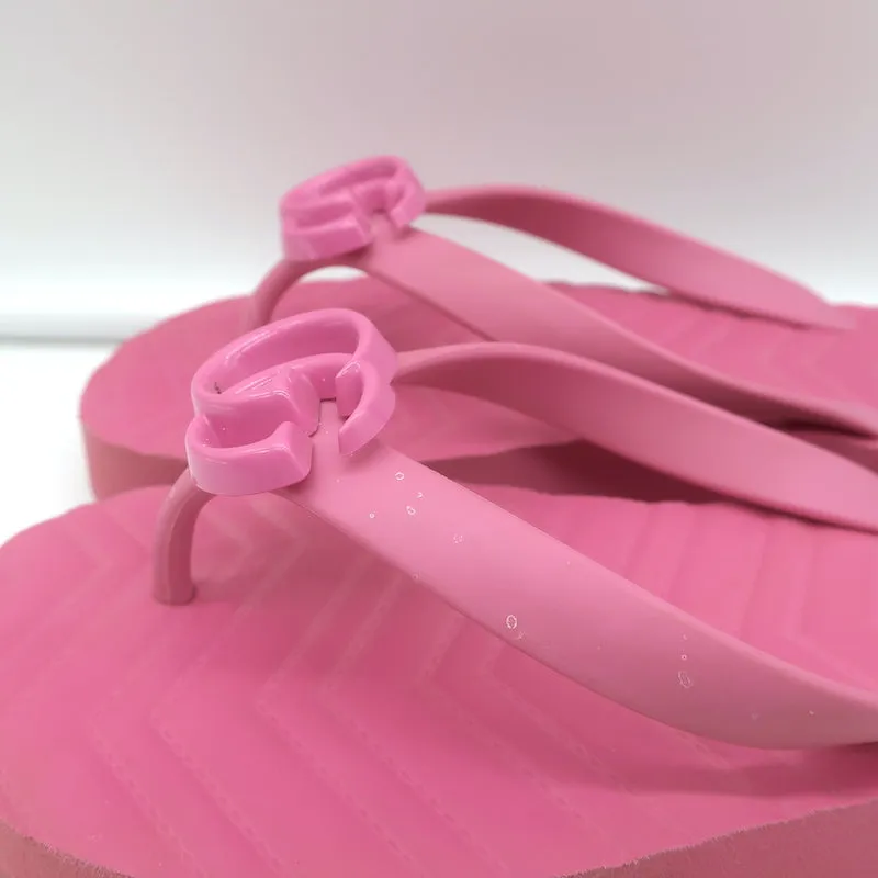Gucci Pascar GG Marmont Platform Flip Flop Sandals Pink Size 35