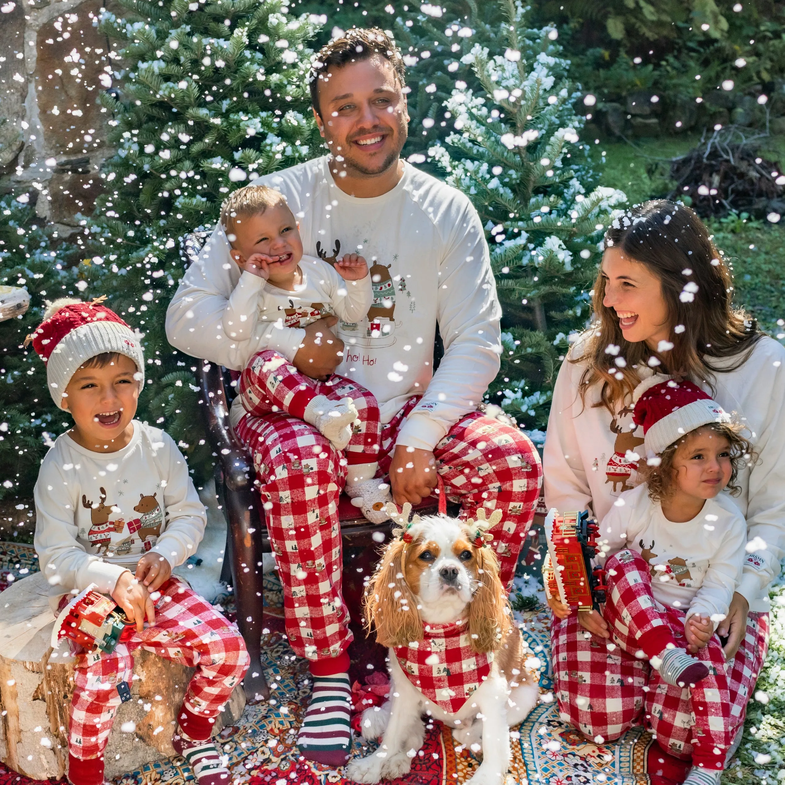Haut de pyjama crème en jersey à imprimé des fêtes, adulte