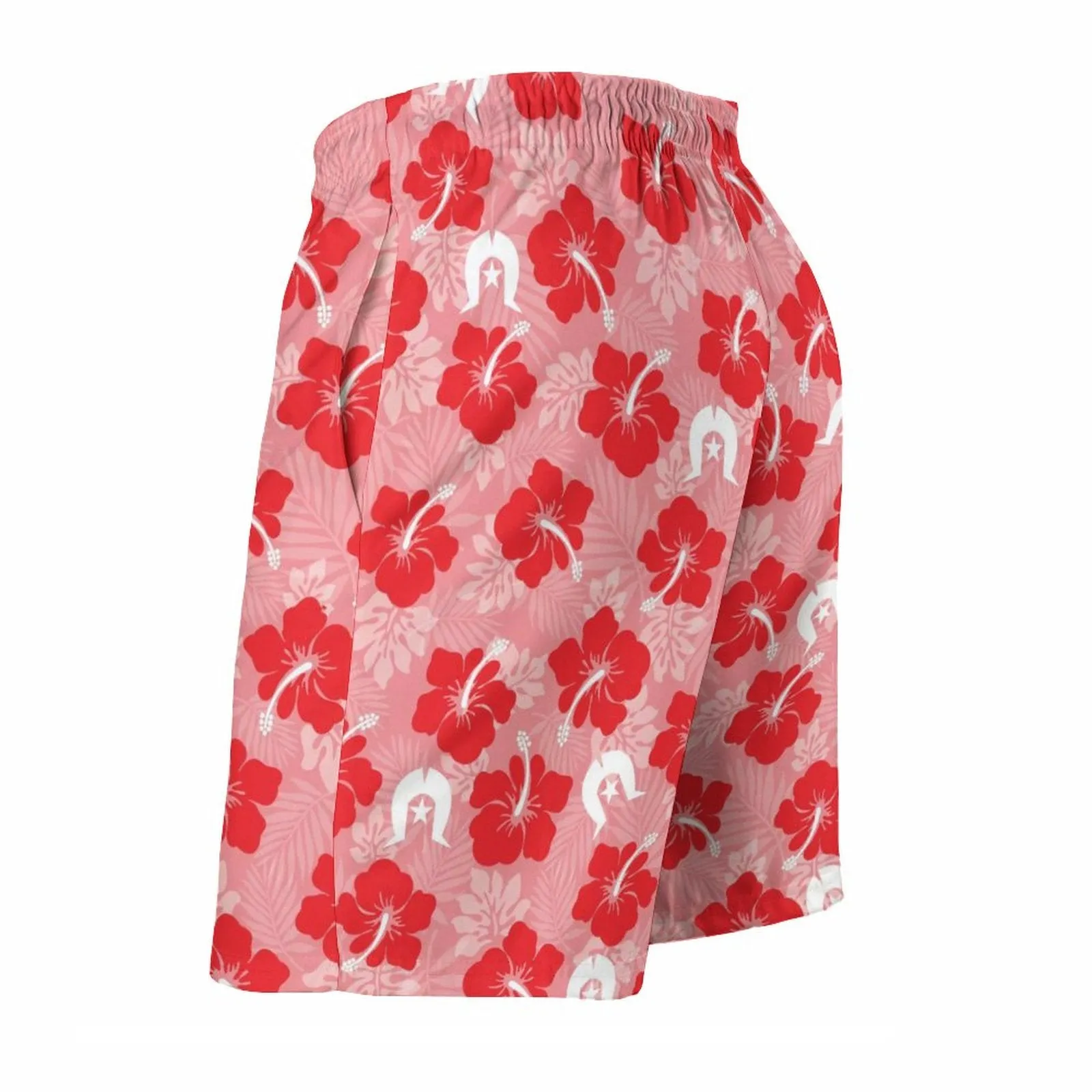 Hibiscus flowers with Dhari (Royal Pink) on Men's Board Shorts
