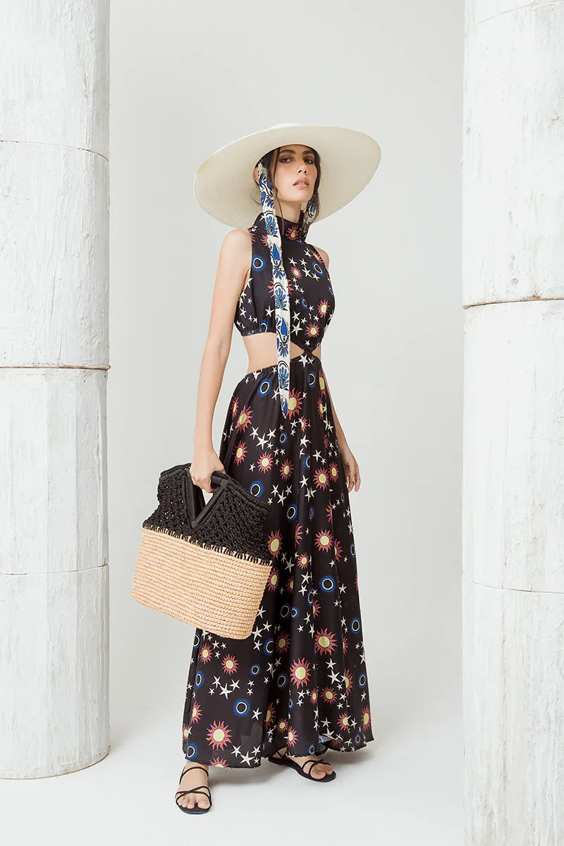 High Neck Cut Out Maxi Dress