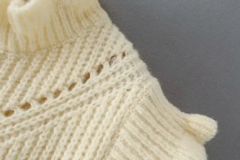 Hollow-out Knit Ruffled Vest Sweaters Blouse
