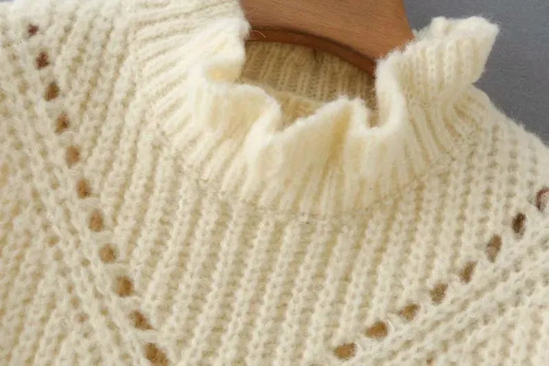 Hollow-out Knit Ruffled Vest Sweaters Blouse