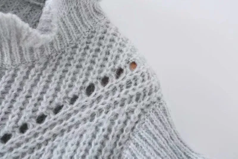 Hollow-out Knit Ruffled Vest Sweaters Blouse
