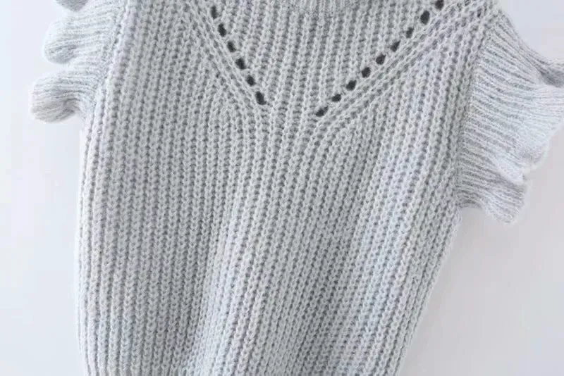 Hollow-out Knit Ruffled Vest Sweaters Blouse