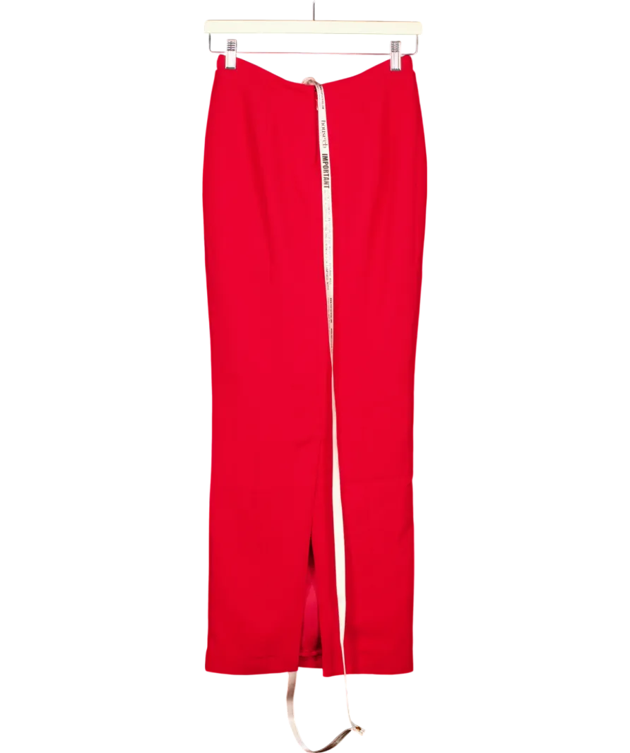House of CB Red Nayara Split-back Woven Maxi Skirt UK 6