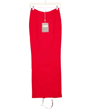 House of CB Red Nayara Split-back Woven Maxi Skirt UK 6