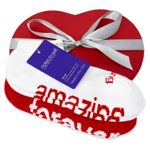 I am amazing® white socks   I love you – forever™ red socks in red heart box