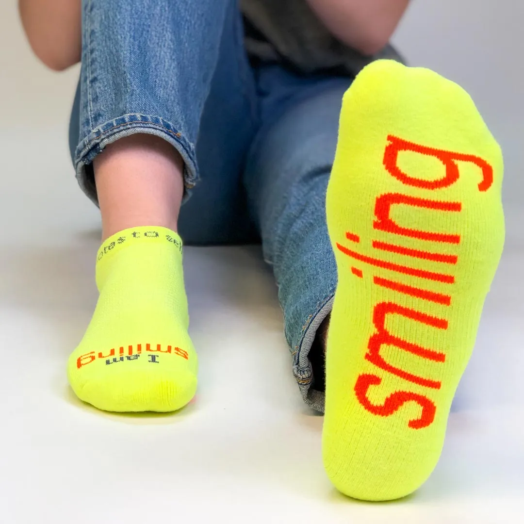 I am smiling® neon yellow low-cut socks