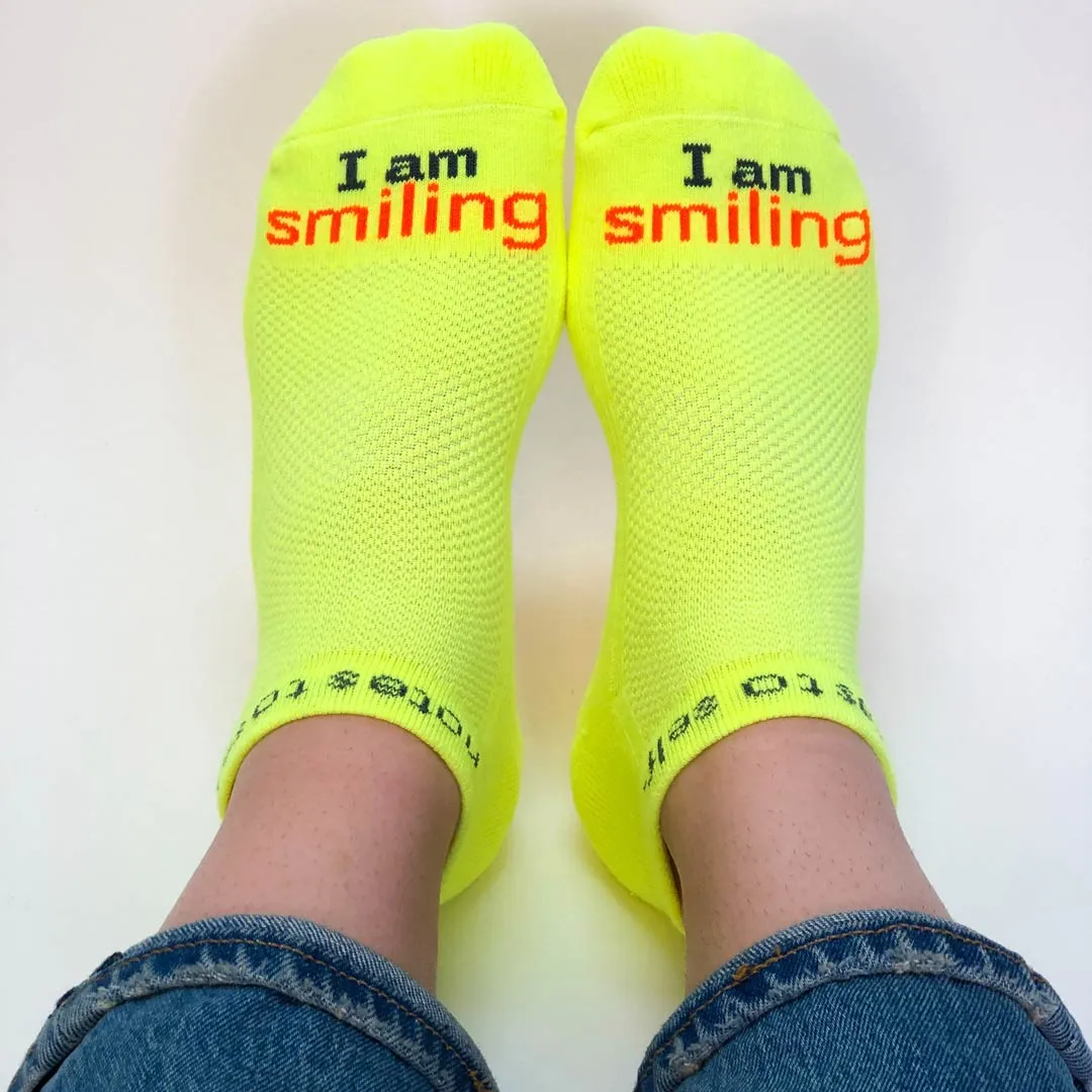 I am smiling® neon yellow low-cut socks