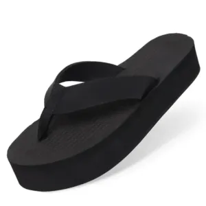 INDOSOLE WOMENS PLATFORM FLIP FLOPS - BLACK