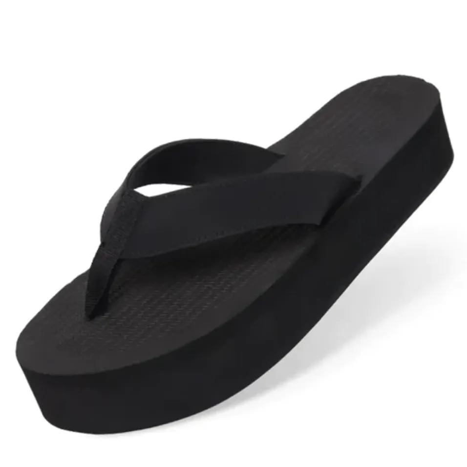 INDOSOLE WOMENS PLATFORM FLIP FLOPS - BLACK