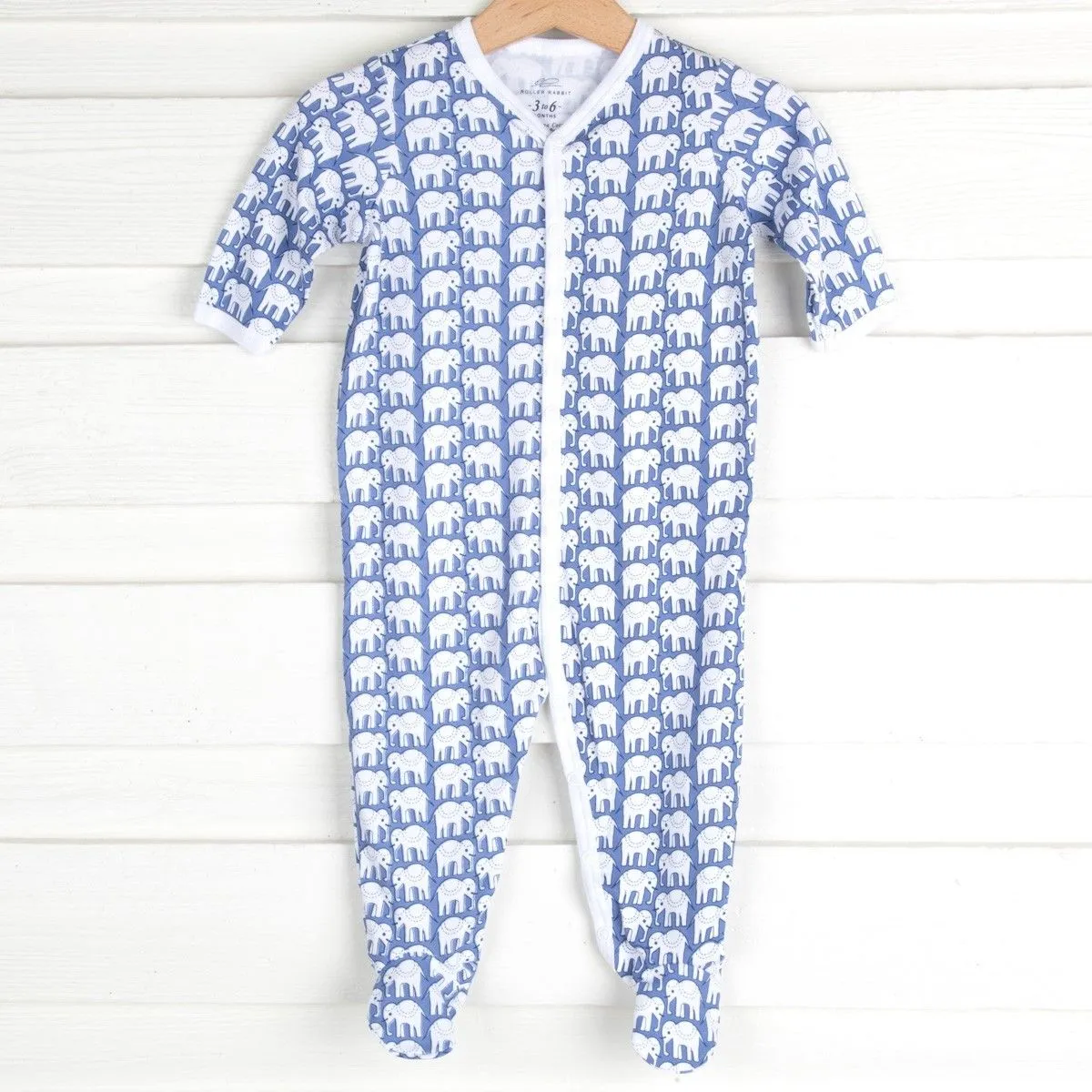 Infant Blue Hathi Footie Pajamas