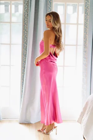 Infinite Satin Maxi Dress - Magenta