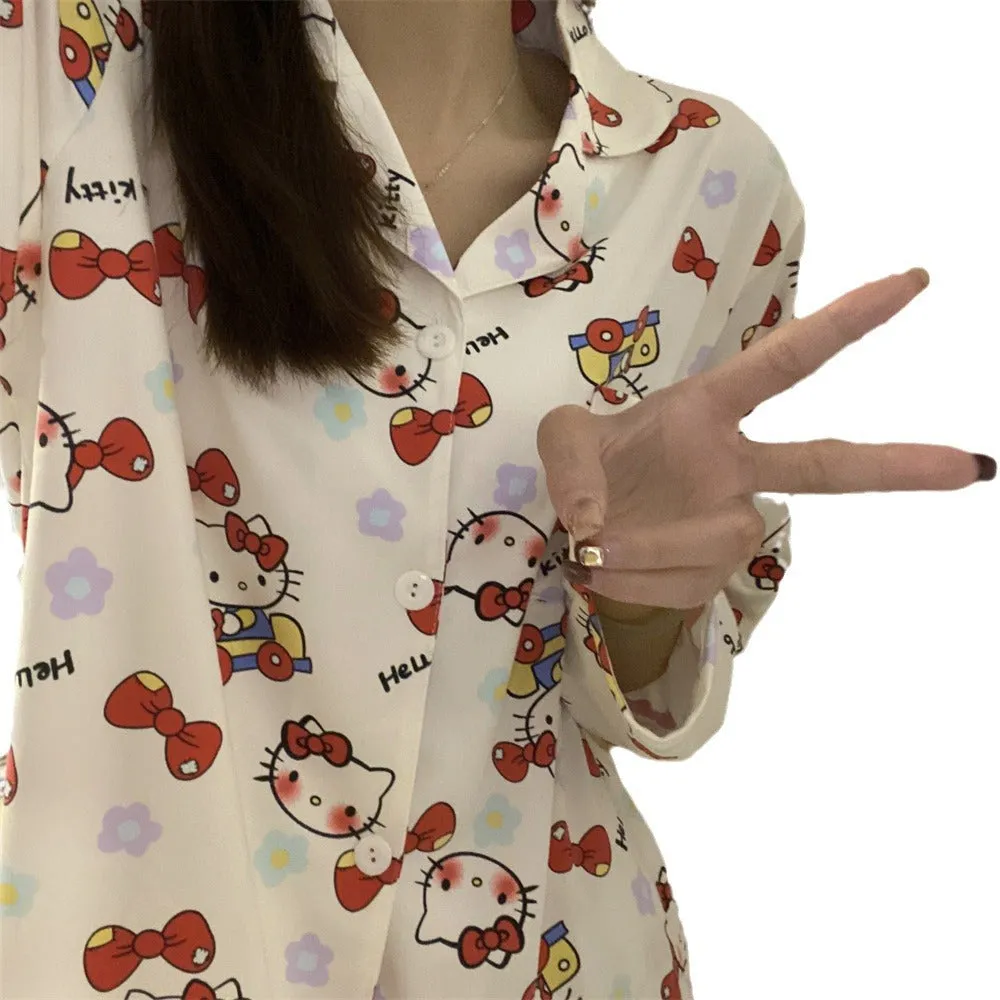INSTOCK-Cotton KT cat cartoon girl long-sleeved pajamas
