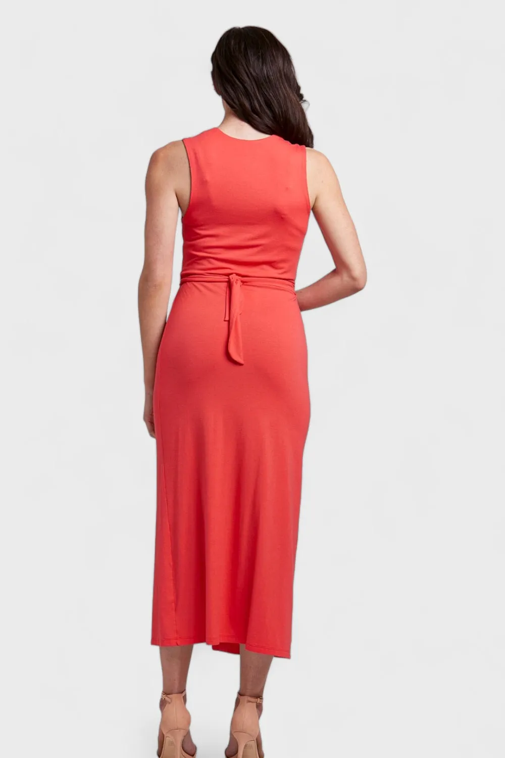 Isabella Red Tie Waist Maxi Dress