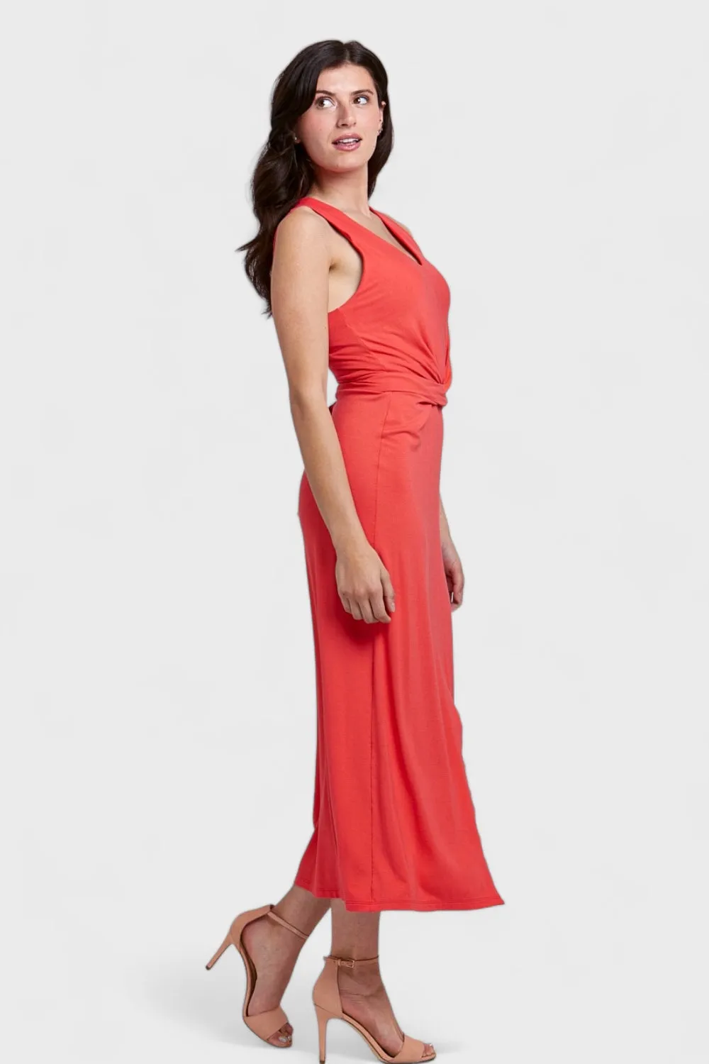 Isabella Red Tie Waist Maxi Dress