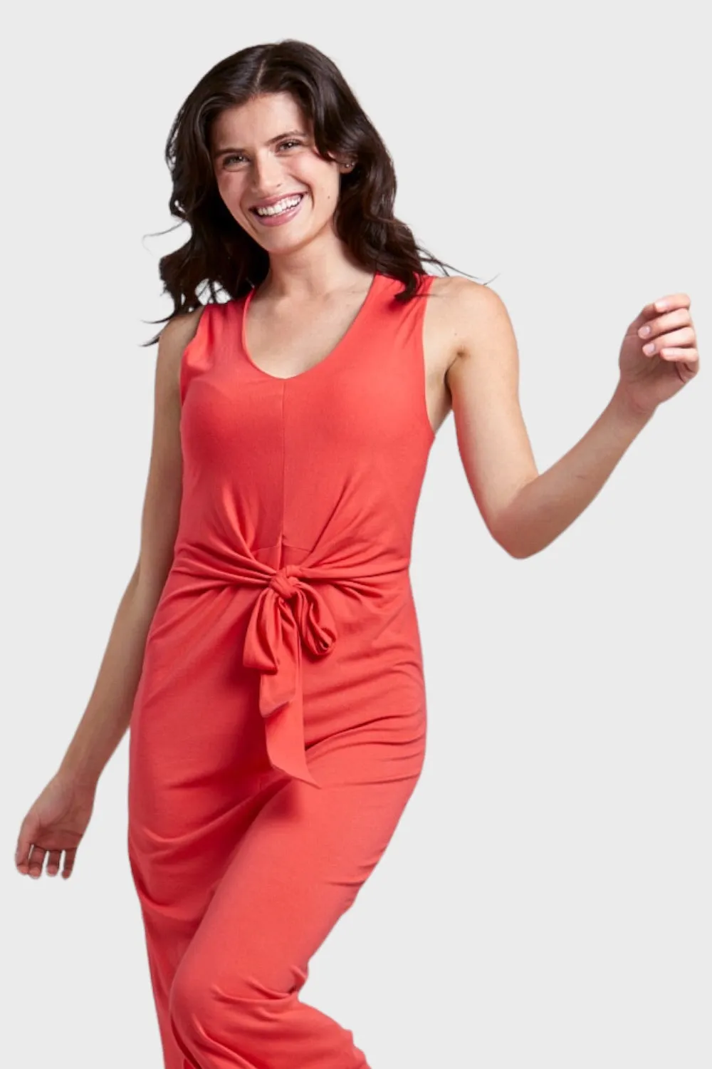 Isabella Red Tie Waist Maxi Dress