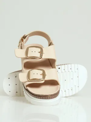 Jaden  Backstrap Birkie Platform Sandal - Nude