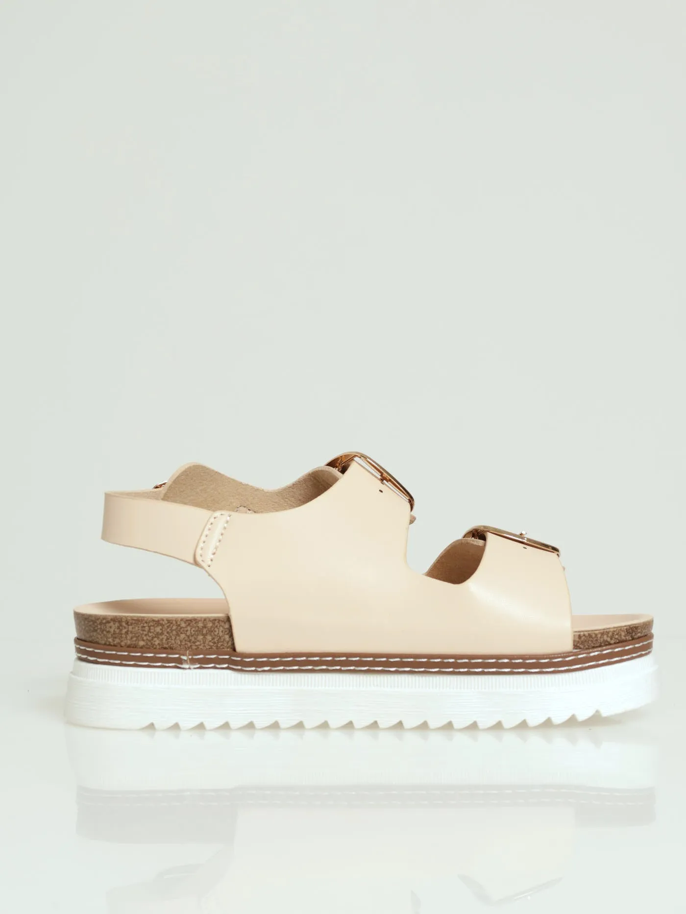 Jaden  Backstrap Birkie Platform Sandal - Nude