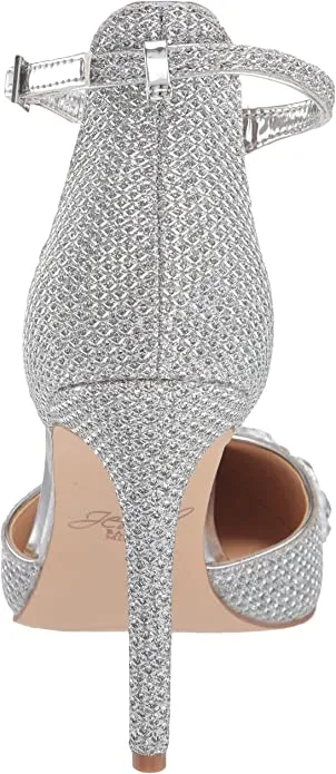 Jewel Badgley Mischka Women's UMAY Shoe, Silver Fabric, 7 M US