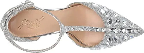 Jewel Badgley Mischka Women's UMAY Shoe, Silver Fabric, 7 M US