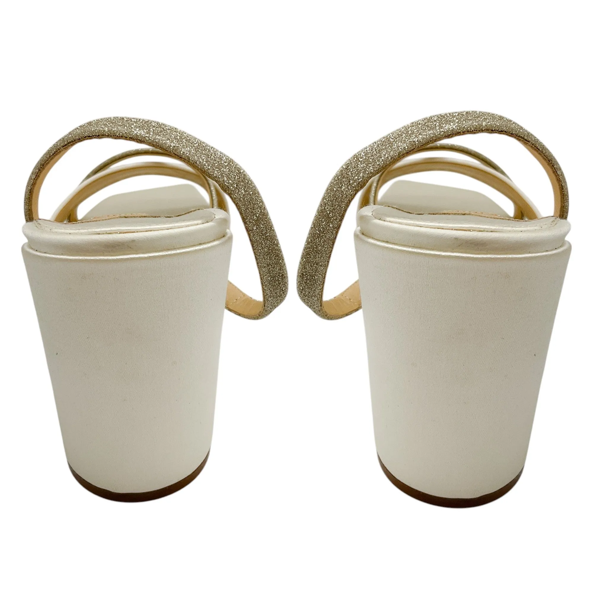 Jimmy Choo Ivory Glitter Satin Sandals