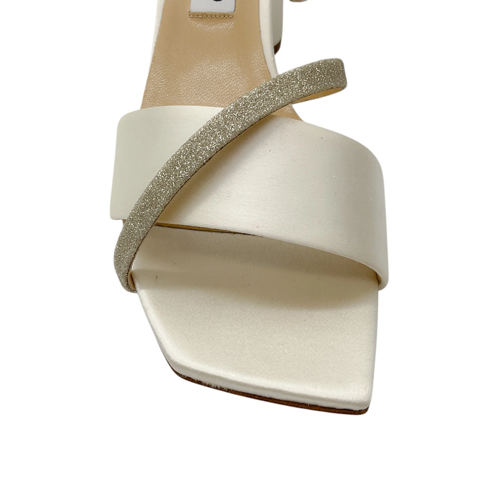 Jimmy Choo Ivory Glitter Satin Sandals