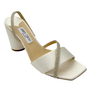 Jimmy Choo Ivory Glitter Satin Sandals
