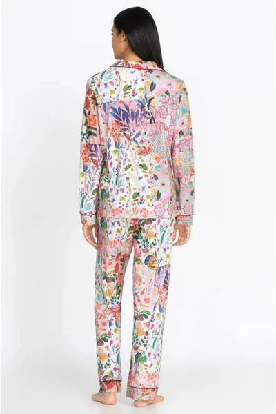 Johnny Was Filomena Long PJ Set Sleepwear Pajama Home Lounge Floral XXL Pink NEW
