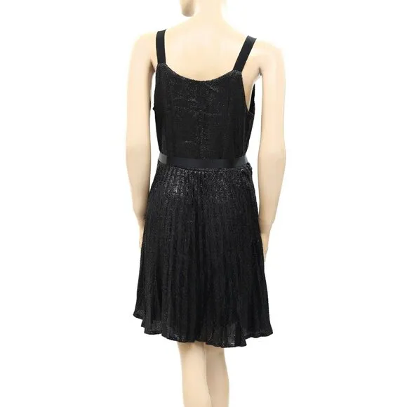 Joie Itara Sequin Black Mini Dress Embellished Wrap Slip Cocktail M NWD