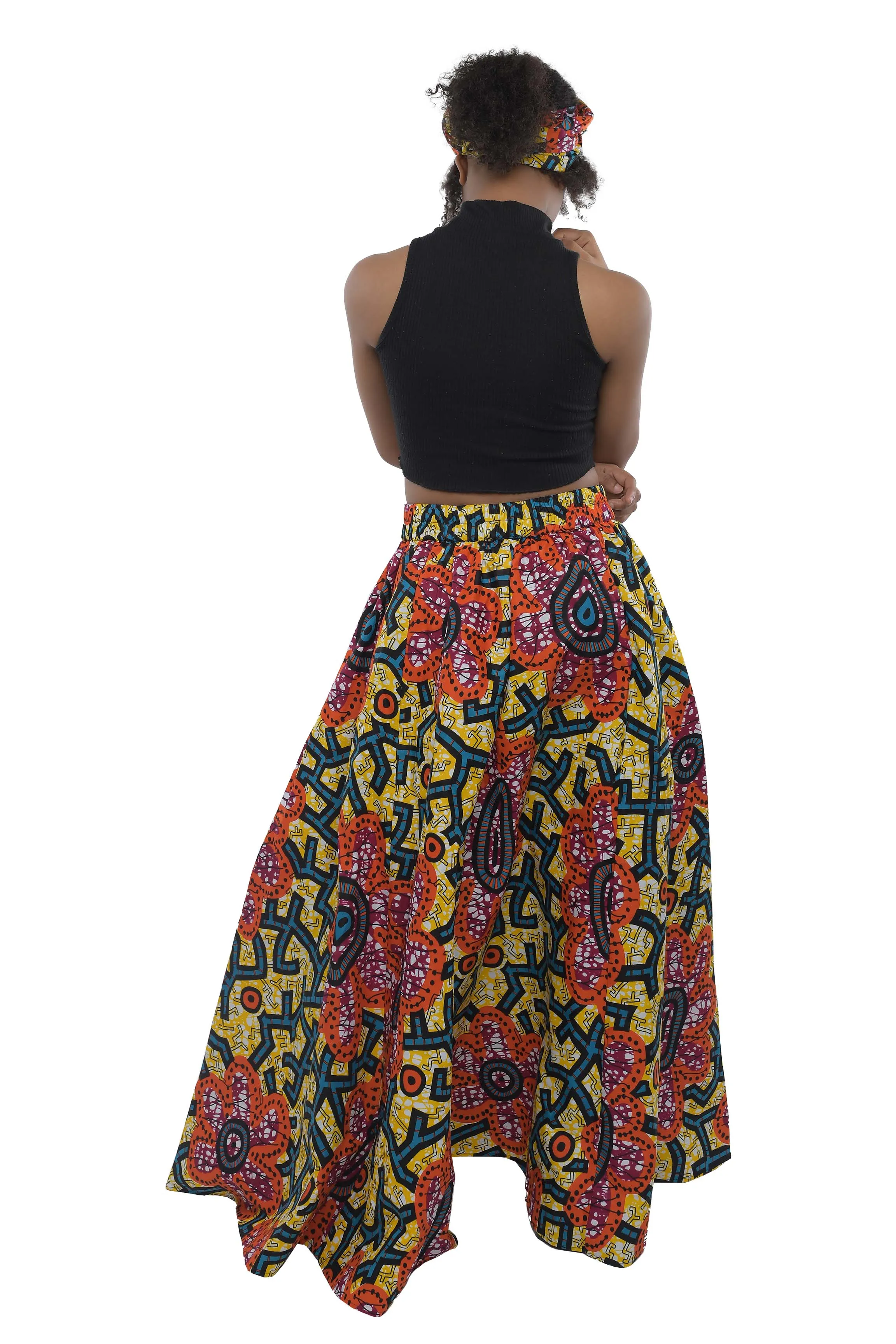 Kente Long Maxi Skirt With Handbag