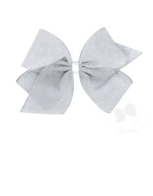 King Party Glitter Bow Grosgrain - Silver