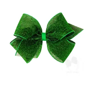 King Party Glitter Grosgrain Bow - Green