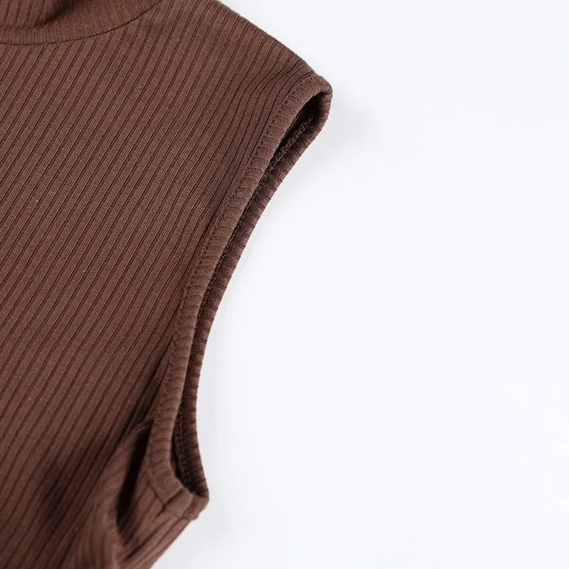 Knit High Collar Drawstring Sweaters Crop Tops Blouses