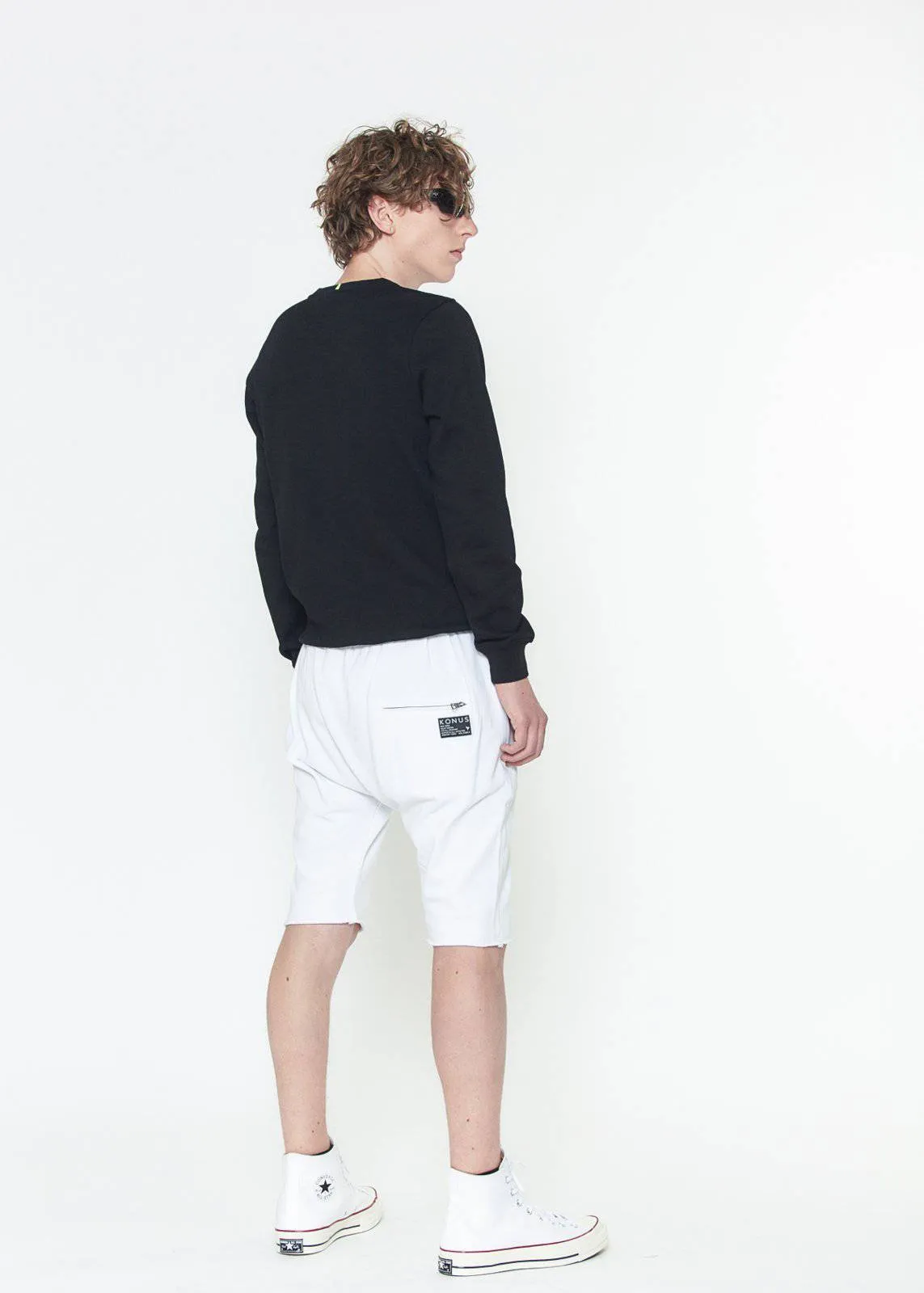Konus Men's Cutoff French Terry Shorts in White by Shop at Konus