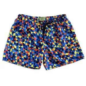 La Palma Eco-Beachwear Classic Geometrical Blue Sustainable Swim Trunk