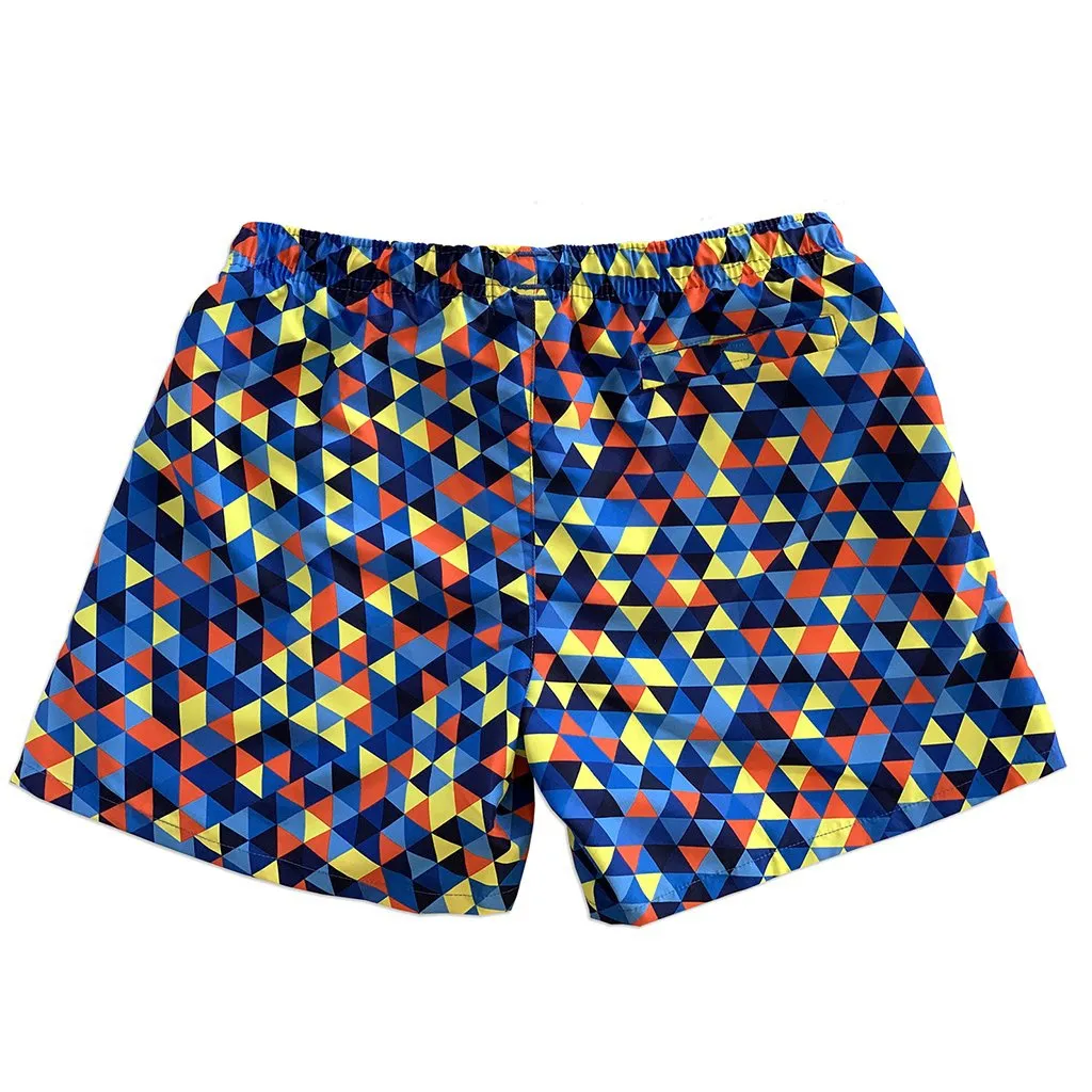 La Palma Eco-Beachwear Classic Geometrical Blue Sustainable Swim Trunk