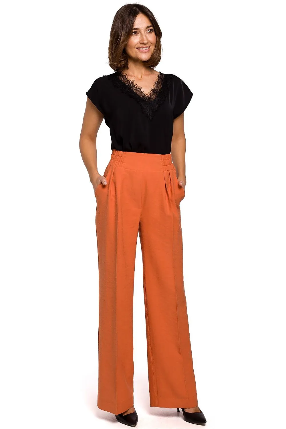 Lace-Trimmed Sleek Blouse