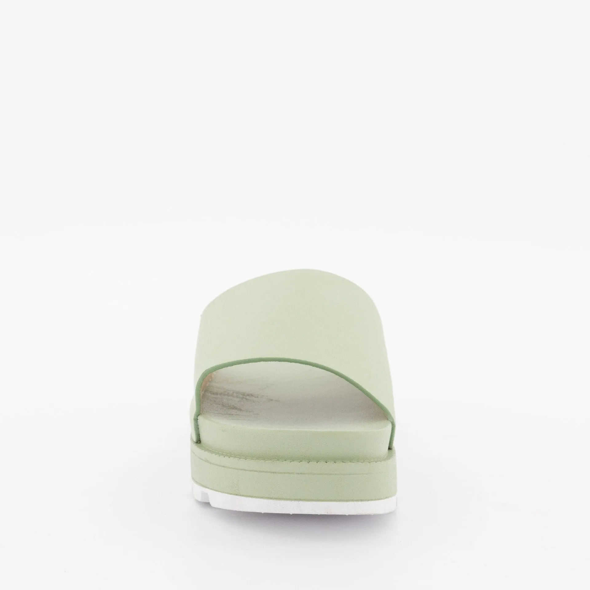 Ladies Double Colour Plain Platform Slide Sandal - Mint