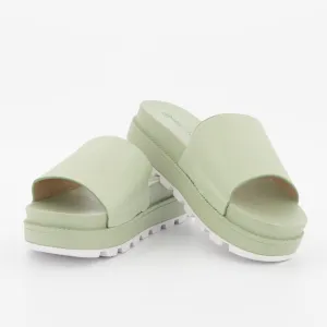 Ladies Double Colour Plain Platform Slide Sandal - Mint